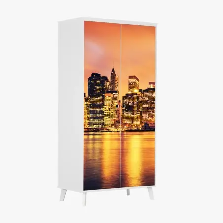 Schrankaufkleber New York skyline bei sonnenuntergang – Pixers®