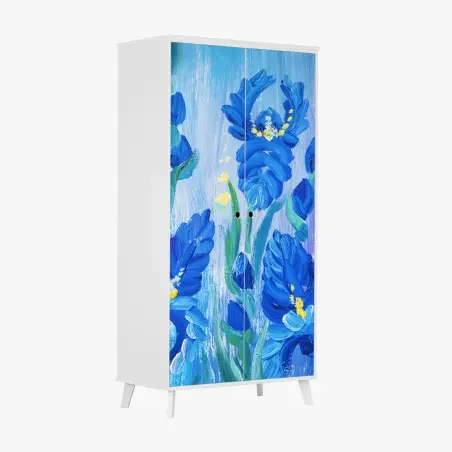 Schrankaufkleber lebendiger blauer iris-bund – Pixers®