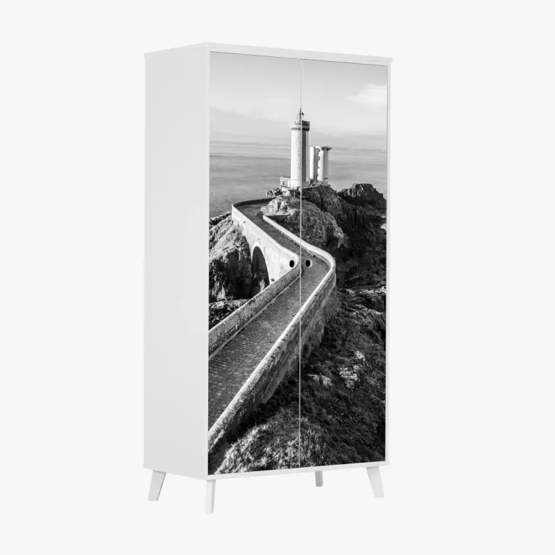 Schrankaufkleber leuchtturm auf felsiger küste