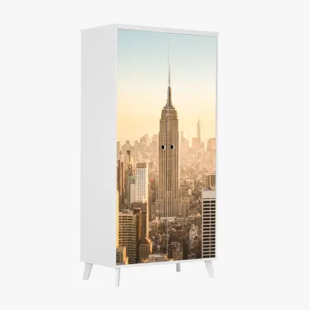 Schrankaufkleber New York skyline im goldenen licht – Pixers®
