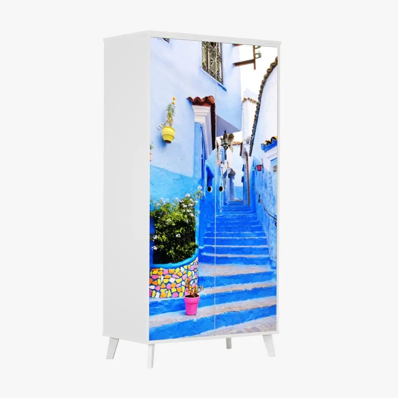 Schrankaufkleber blaue gasse in Chefchaouen