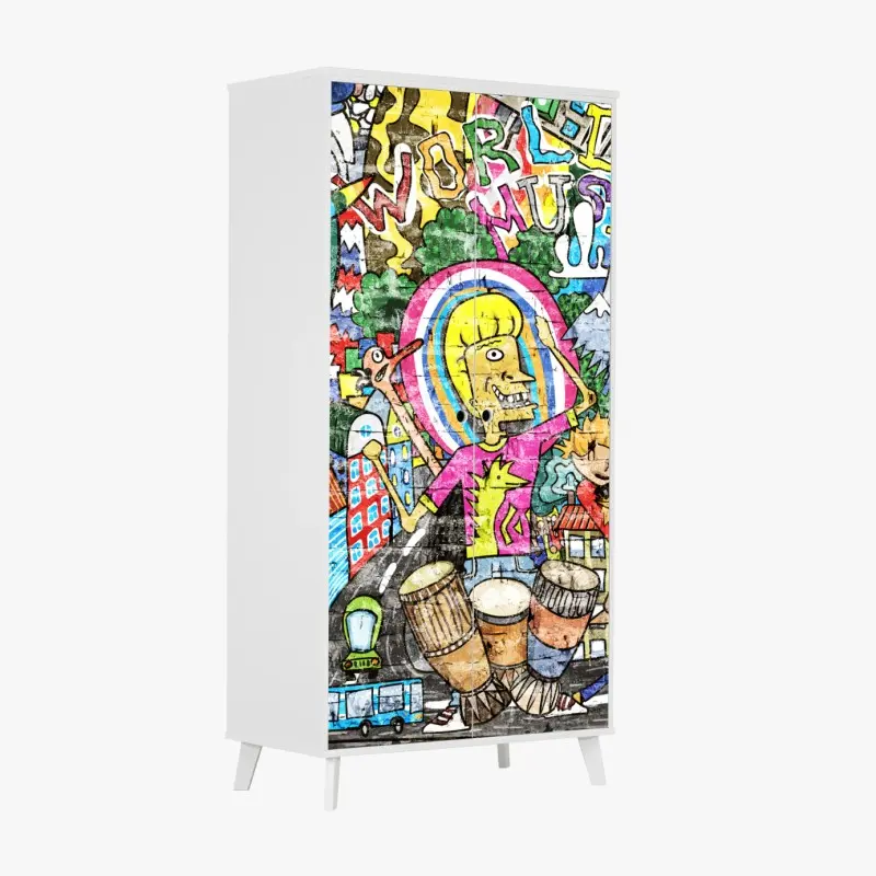 Schrankaufkleber farbenfrohes graffiti-wandbild