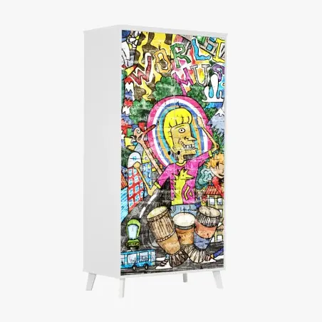 Schrankaufkleber farbenfrohes graffiti-wandbild – Pixers®