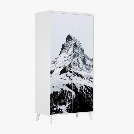 Schrankaufkleber einsamer schneebedeckter berggipfel – Pixers®