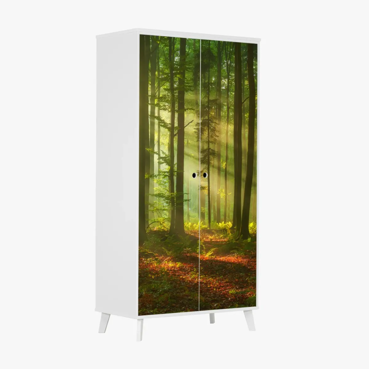Schrankaufkleber morgendliches licht im grünen wald – Pixers®