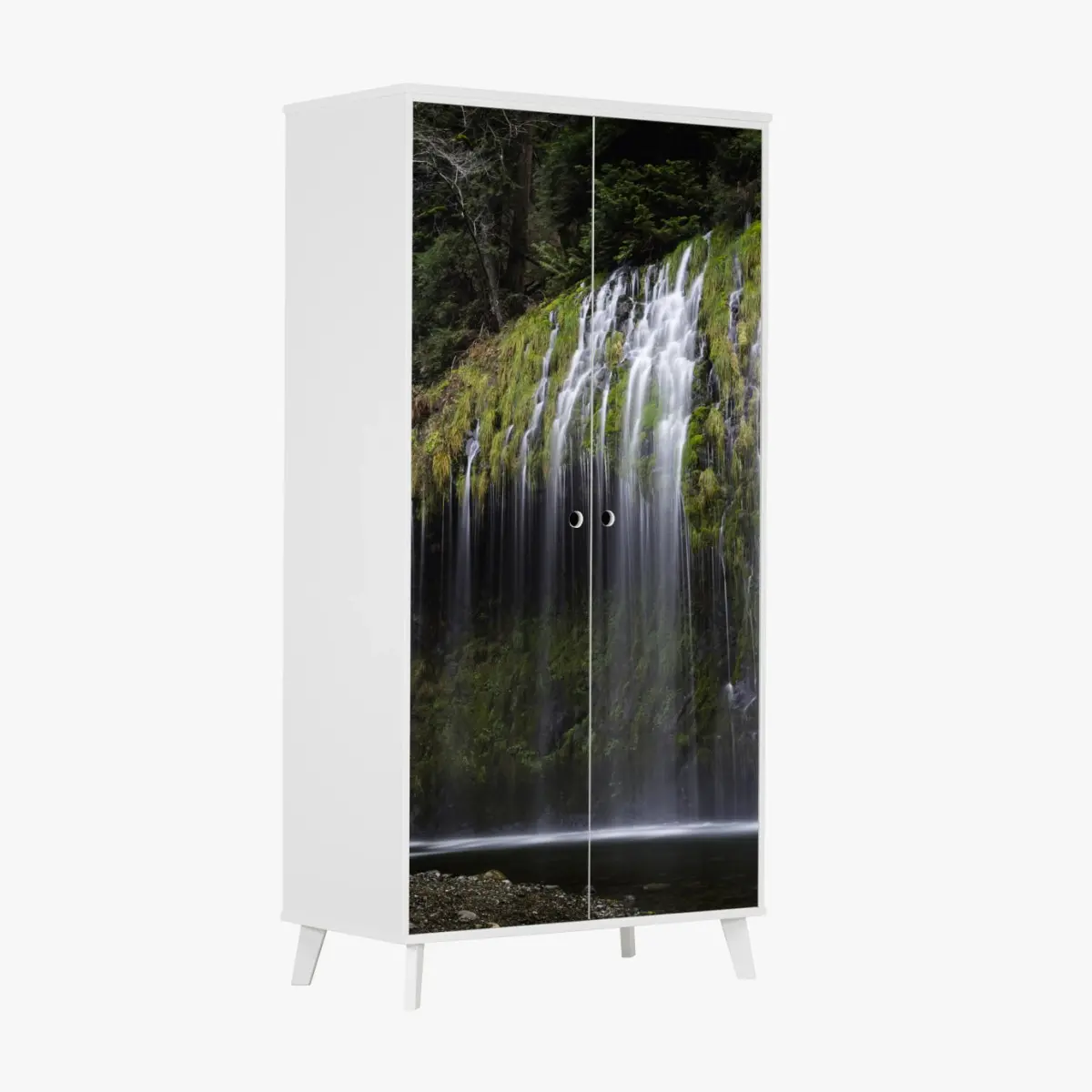 Schrankaufkleber moosiger wasserfall im wald – Pixers®