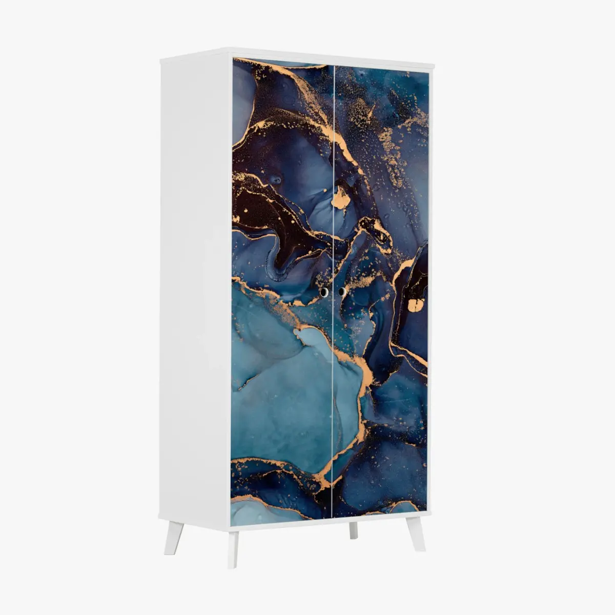 Schrankaufkleber tiefes ozeanblau mit goldadern – Pixers®