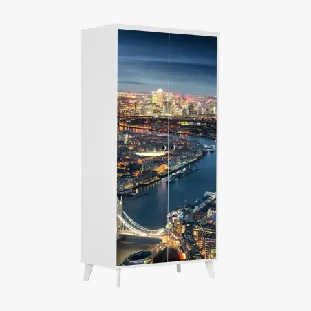 Schrankaufkleber nächtliche skyline von London – Pixers®