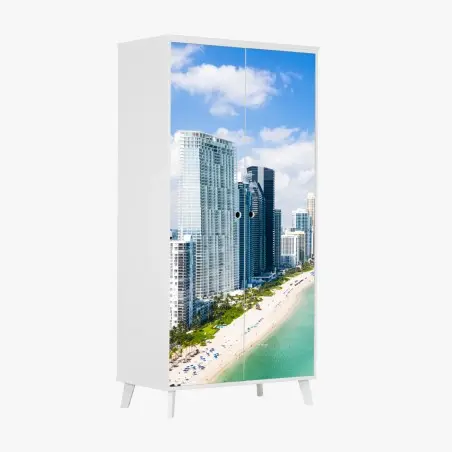 Schrankaufkleber türkisfarbene strand-skyline – Pixers®