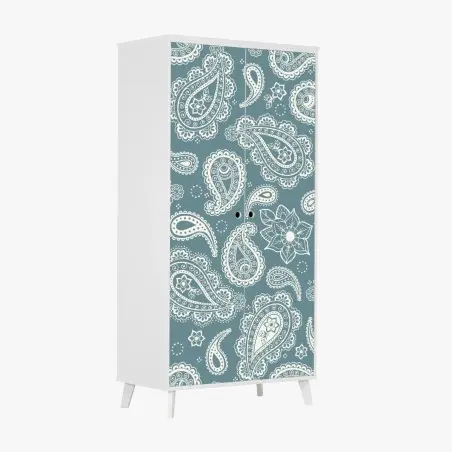 Schrankaufkleber türkis paisley muster mit blumendetails – Pixers®