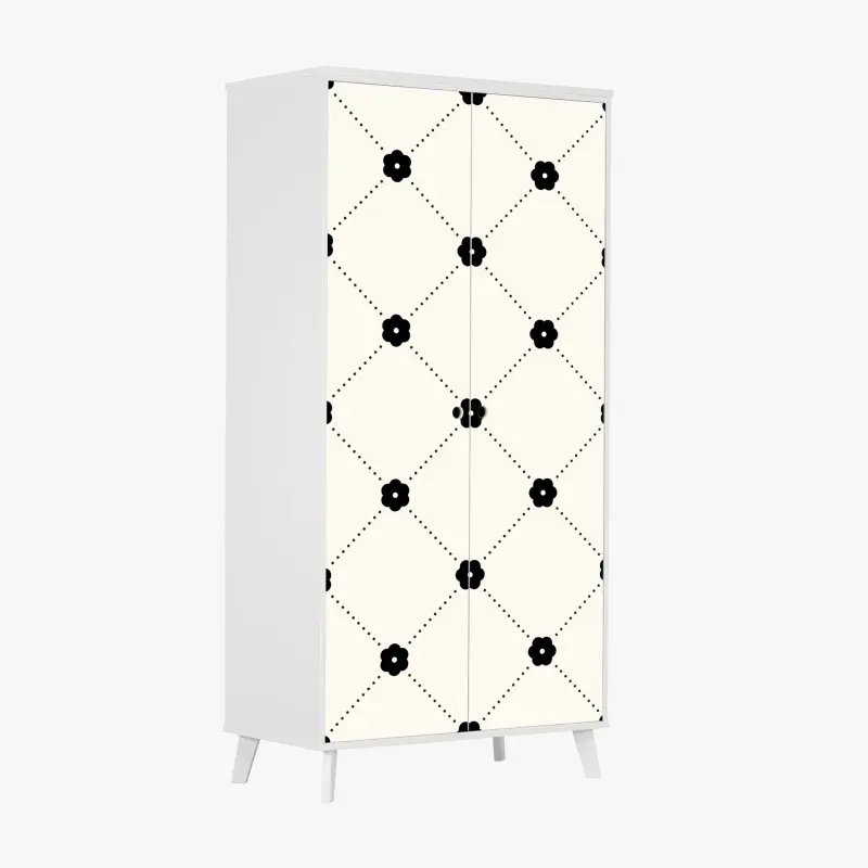 Schrankaufkleber minimalistisches schwarzes blumen-rautenmuster