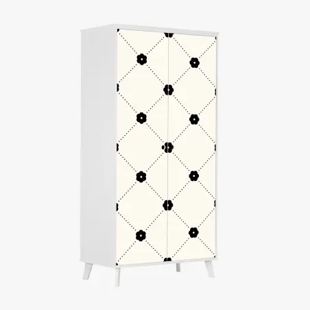 Schrankaufkleber minimalistisches schwarzes blumen-rautenmuster – Pixers®