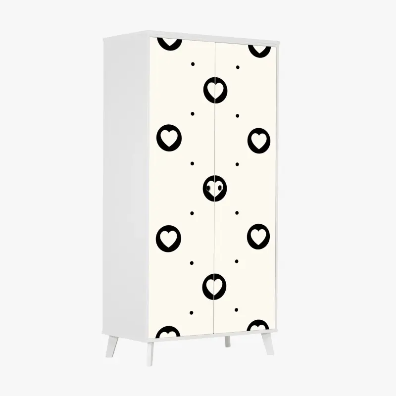 Schrankaufkleber minimalistisches muster mit schwarzen herzen