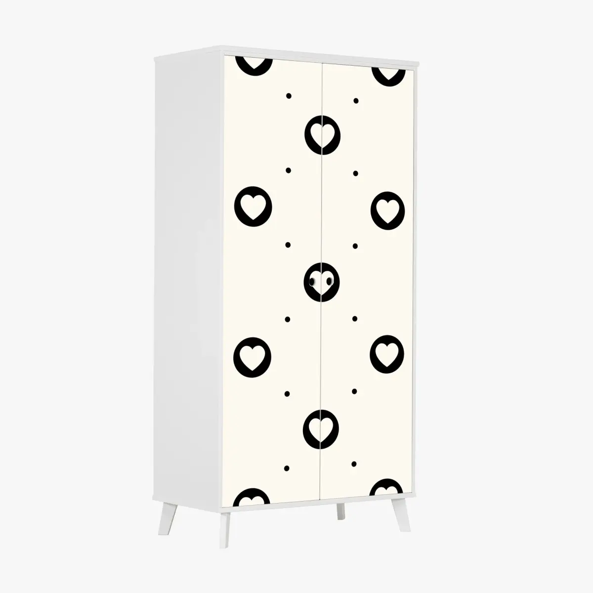 Schrankaufkleber minimalistisches muster mit schwarzen herzen – Pixers®