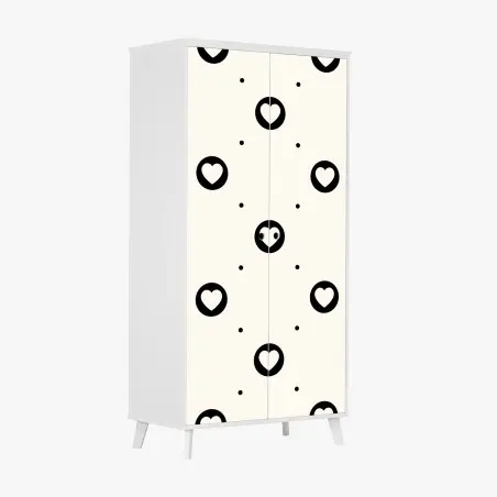 Schrankaufkleber minimalistisches muster mit schwarzen herzen – Pixers®