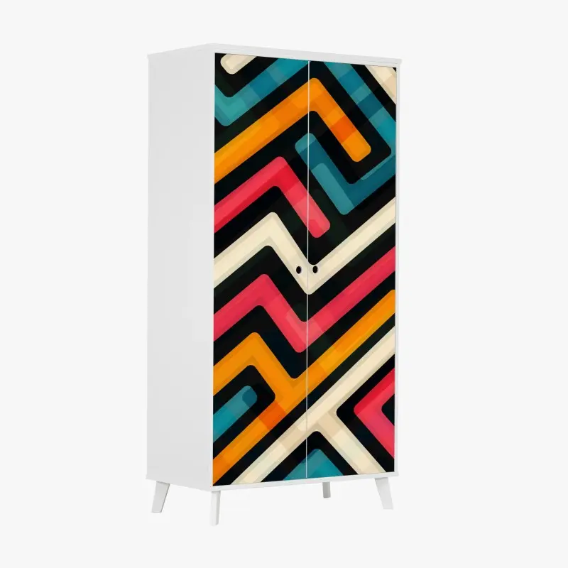 Schrankaufkleber buntes geometrisches labyrinthmuster