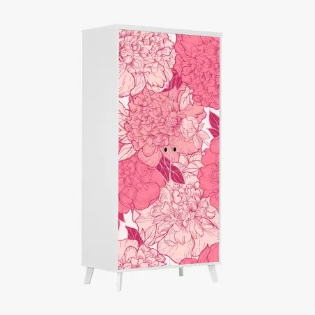 Schrankaufkleber rosa pfingstrosenmuster – Pixers®
