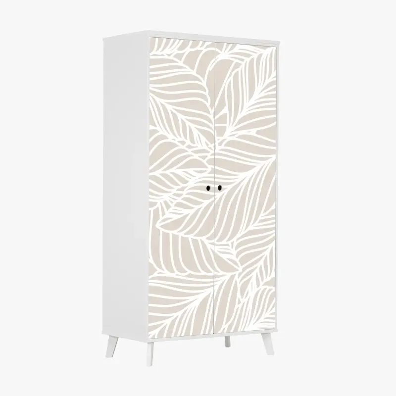 Schrankaufkleber beige botanisches blattmuster