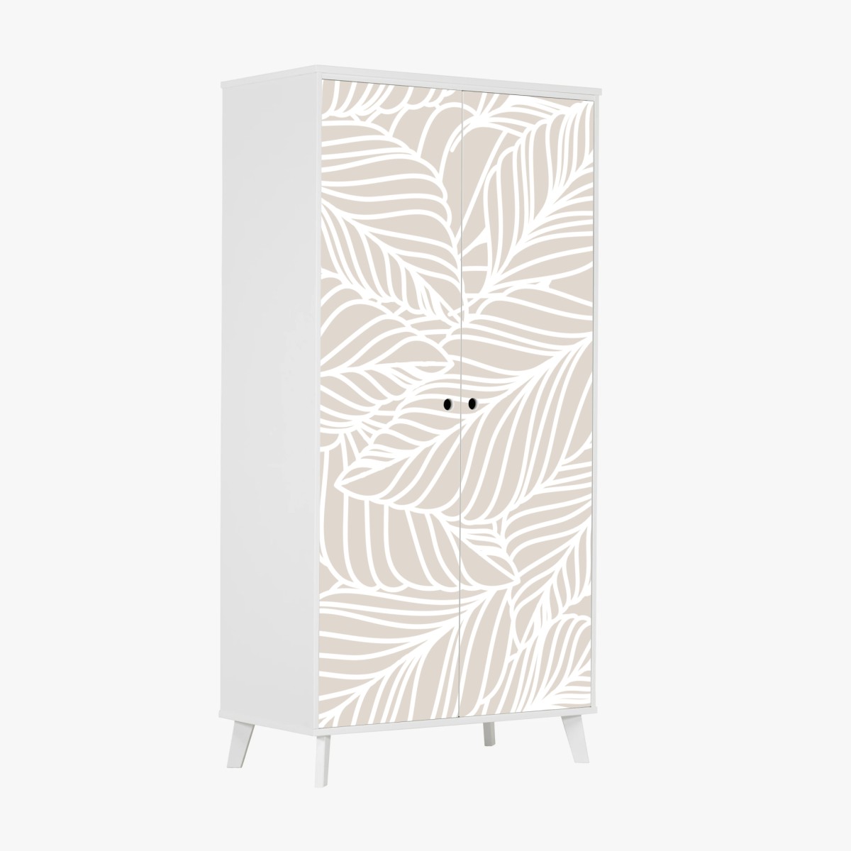Schrankaufkleber beige botanisches blattmuster – Pixers®
