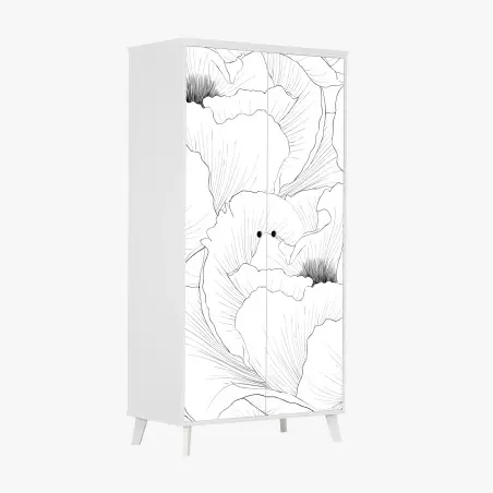 Schrankaufkleber feine botanische linienzeichnung mit blumen – Pixers®
