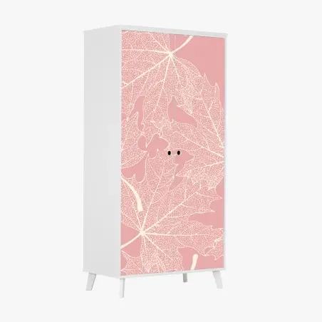 Schrankaufkleber zartes rosa blattmuster – Pixers®