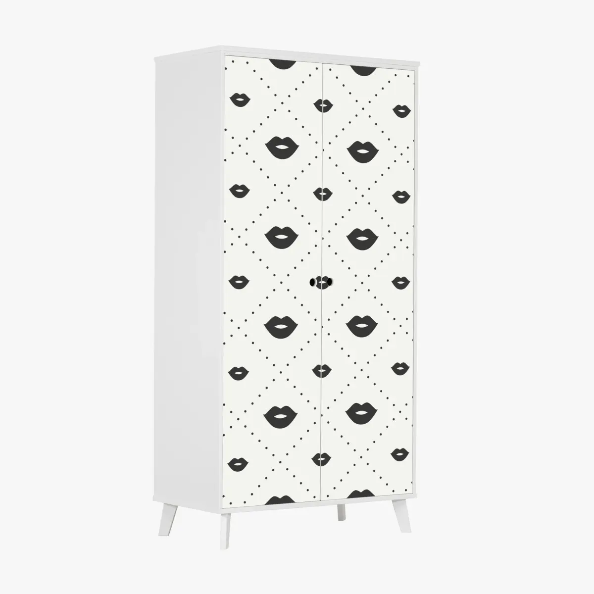 Schrankaufkleber minimalistisches monochromes lippenmuster – Pixers®