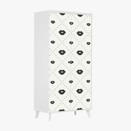 Schrankaufkleber minimalistisches monochromes lippenmuster – Pixers®