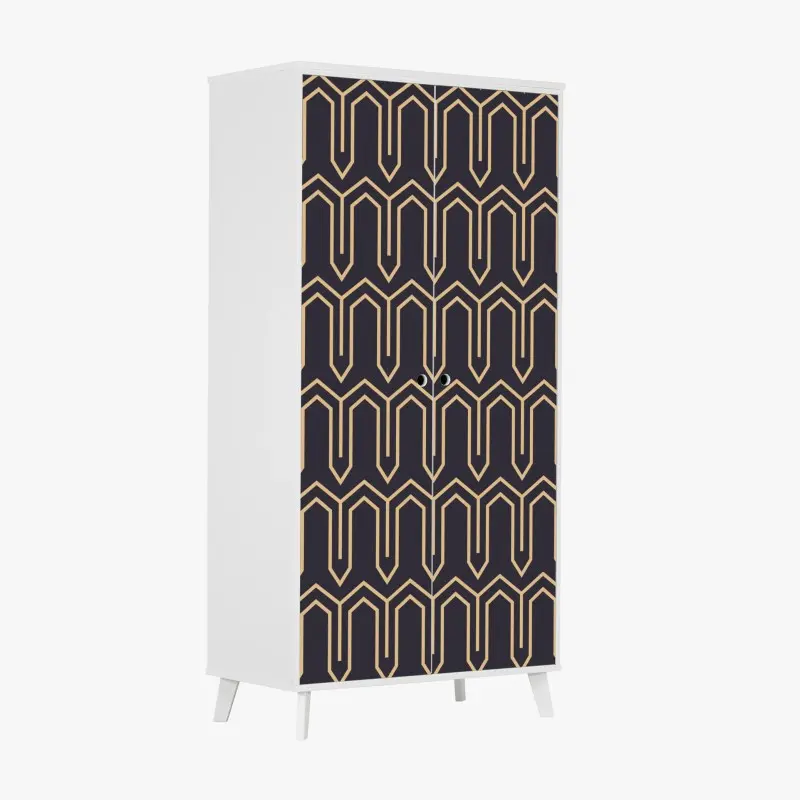 Schrankaufkleber art deco geometrisches muster in gold und schwarz