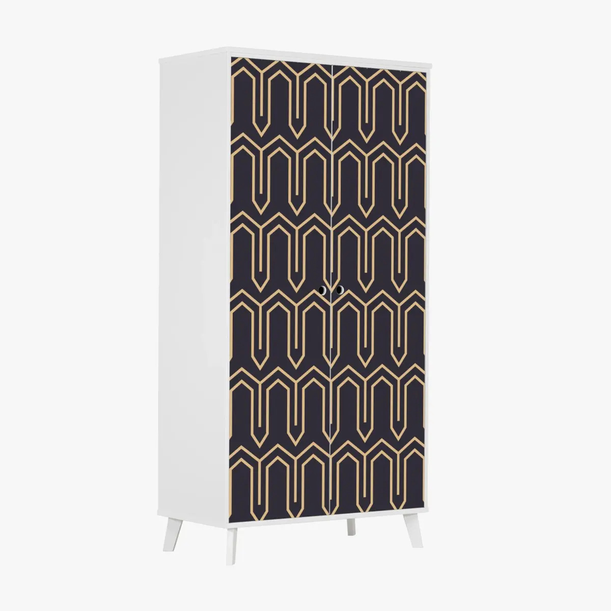 Schrankaufkleber art deco geometrisches muster in gold und schwarz – Pixers®