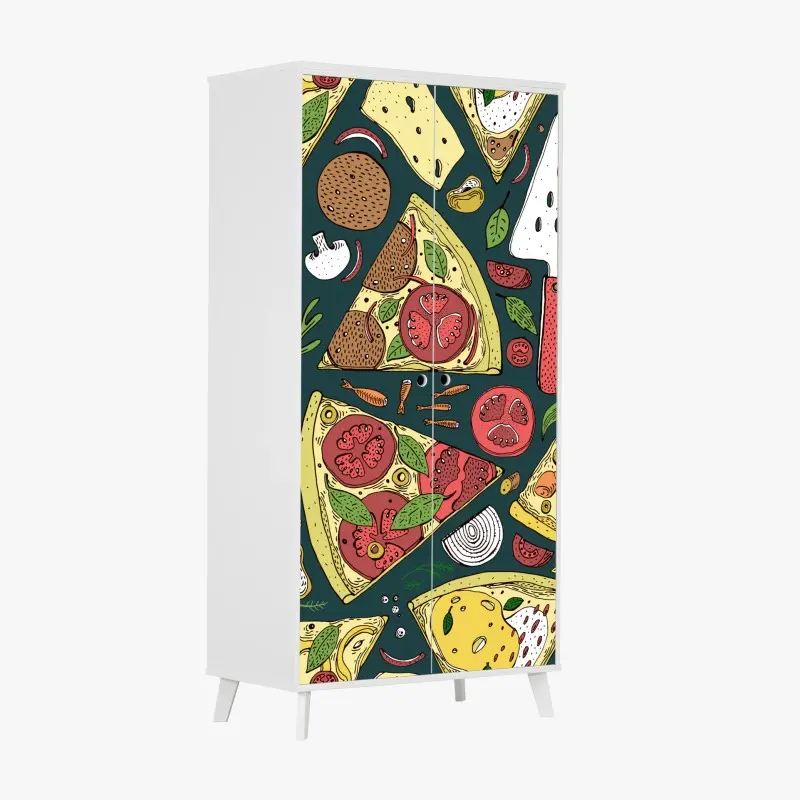 Schrankaufkleber buntes muster mit pizzastücken