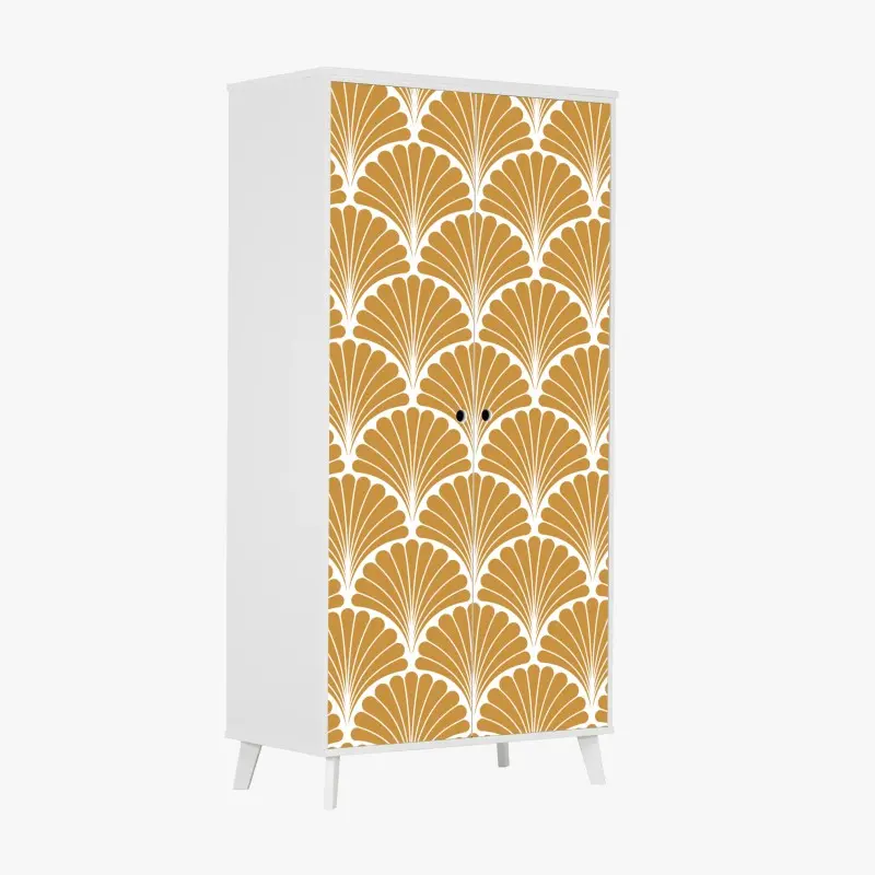 Schrankaufkleber goldenes fächermuster im art-deco-stil