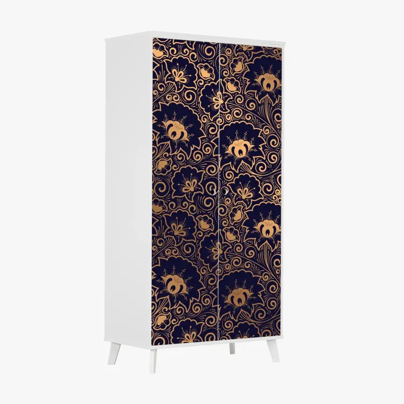 Schrankaufkleber luxuriöses goldenes blumenmuster auf dunklem hintergrund