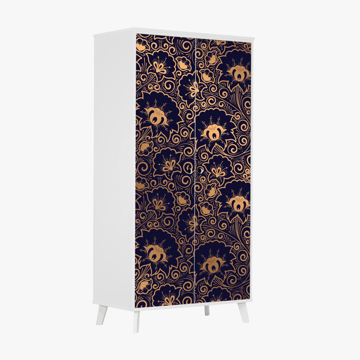 Schrankaufkleber luxuriöses goldenes blumenmuster auf dunklem hintergrund – Pixers®