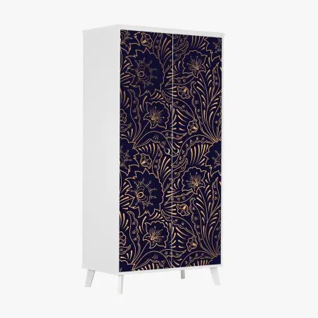 Schrankaufkleber goldenes blumenornament auf nachtblauem hintergrund – Pixers®