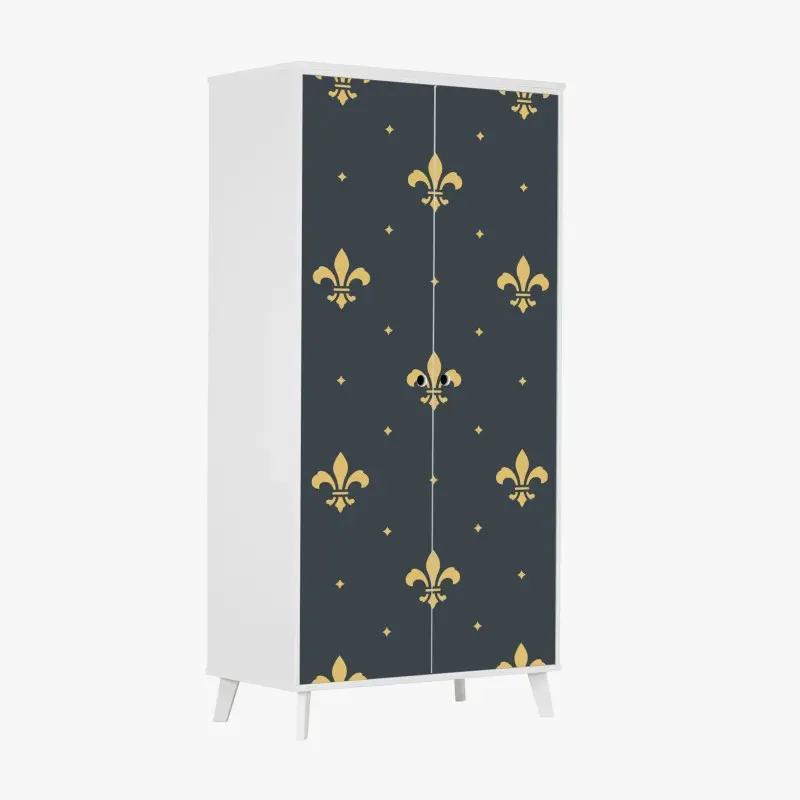 Schrankaufkleber goldenes lilienmuster auf dunklem hintergrund