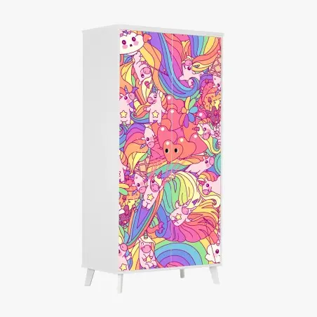 Schrankaufkleber verspieltes pastell-einhornmuster – Pixers®