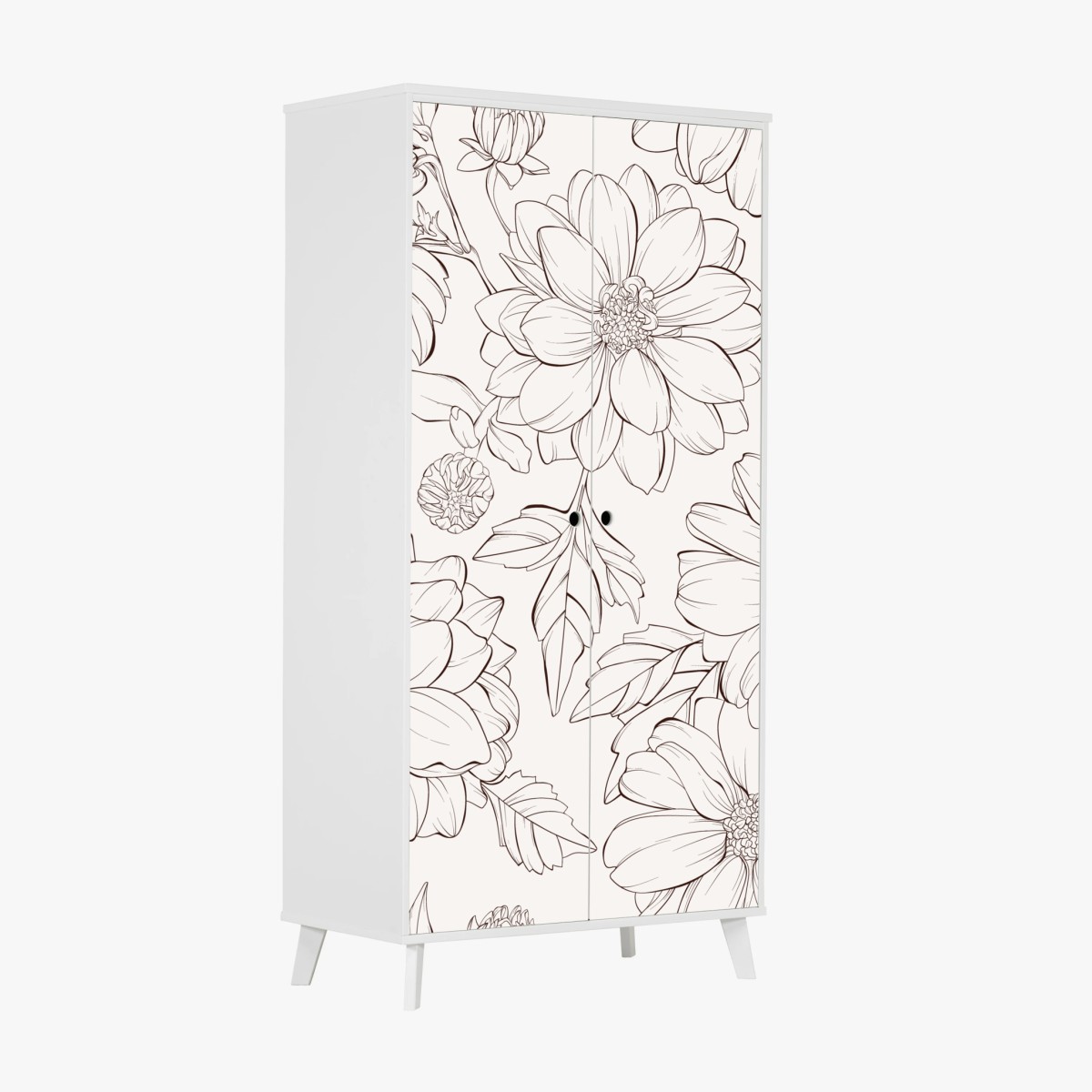 Schrankaufkleber zartes botanisches blumenmuster – Pixers®