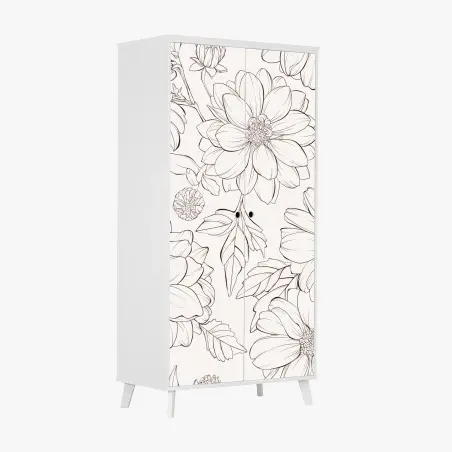 Schrankaufkleber zartes botanisches blumenmuster – Pixers®