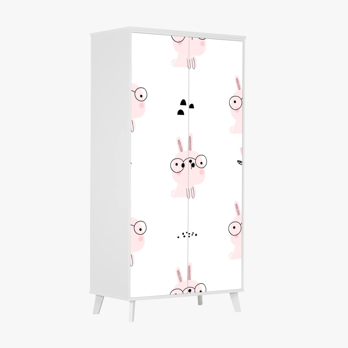 Schrankaufkleber verspieltes rosa kaninchenmuster für kinderzimmer – Pixers®