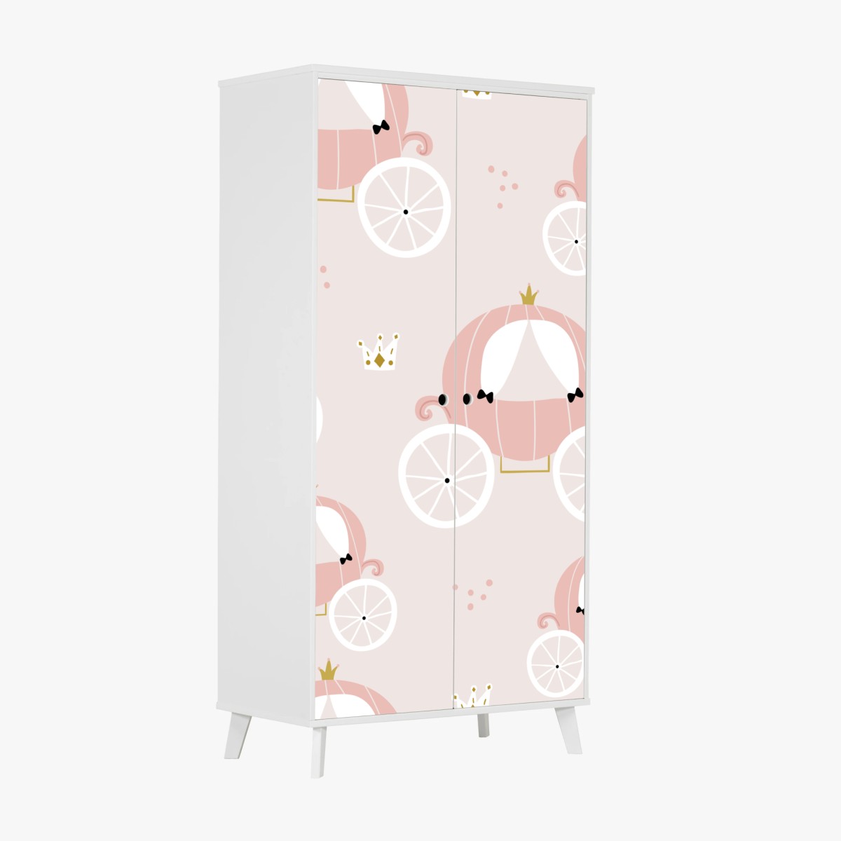 Schrankaufkleber rosa prinzessinnenkutsche muster – Pixers®