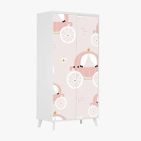 Schrankaufkleber rosa prinzessinnenkutsche muster – Pixers®