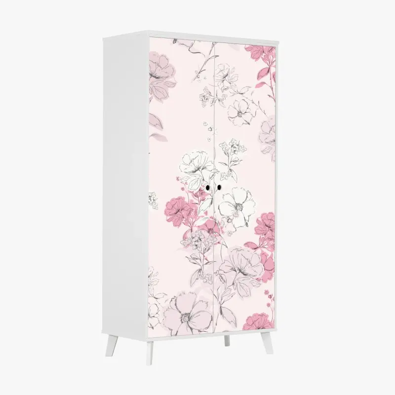 Schrankaufkleber zartes rosa blumenmuster