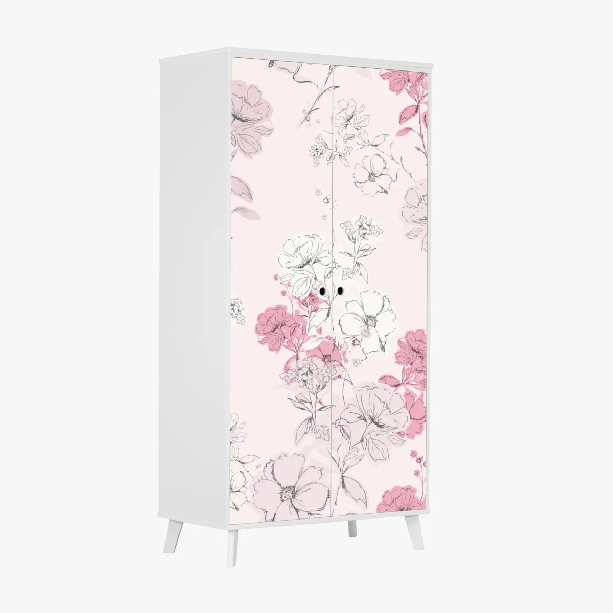 Schrankaufkleber zartes rosa blumenmuster – Pixers®