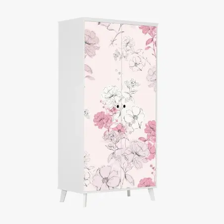 Schrankaufkleber zartes rosa blumenmuster – Pixers®