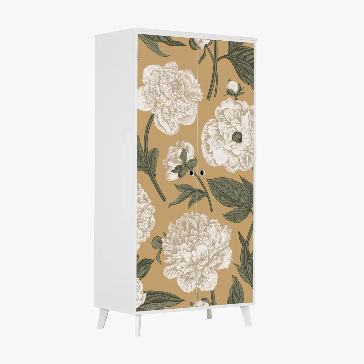 Schrankaufkleber vintage botanisches muster mit pfingstrosen – Pixers®