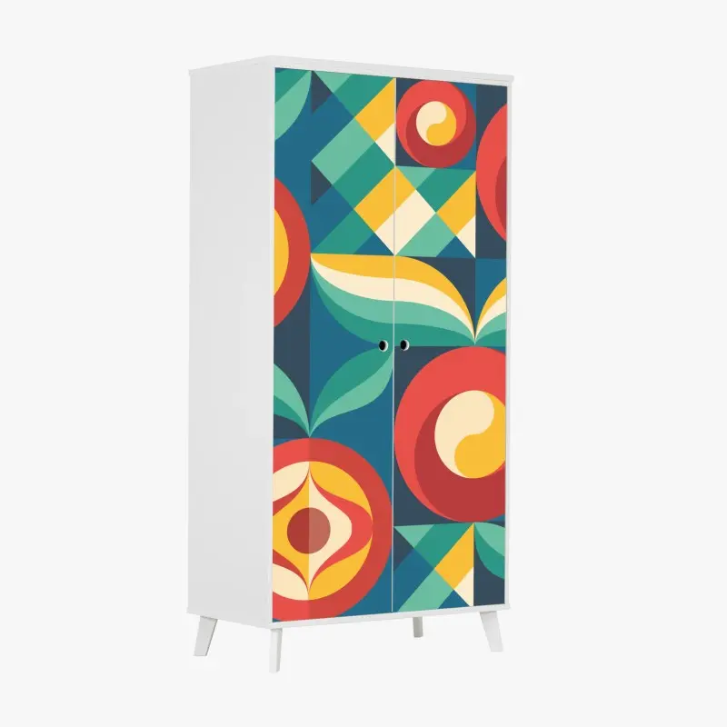 Schrankaufkleber lebhaftes geometrisches blumenmuster