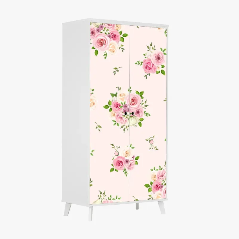 Schrankaufkleber zartes rosenmuster in pastellrosa