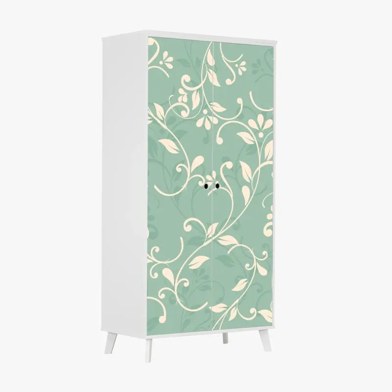 Schrankaufkleber minzfarbiges blumenmuster im vintage-stil