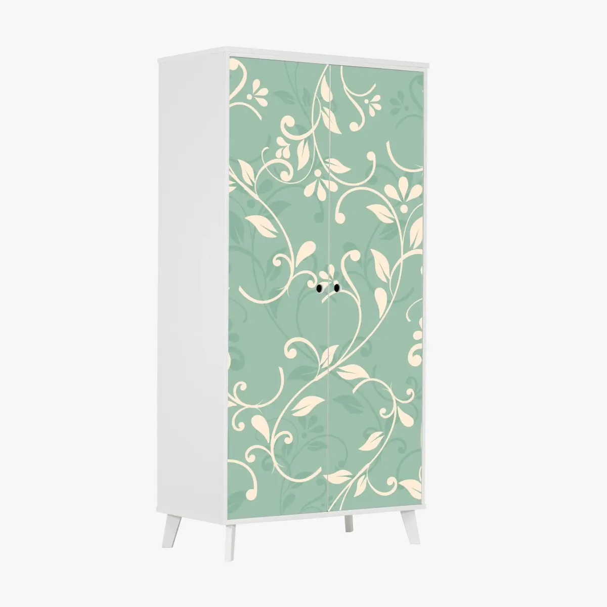 Schrankaufkleber minzfarbiges blumenmuster im vintage-stil – Pixers®