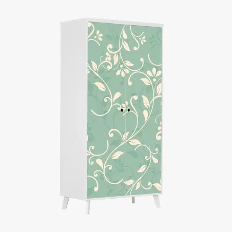 Schrankaufkleber minzfarbiges blumenmuster im vintage-stil – Pixers®